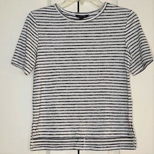 Banana Republic Women's Business Casual Striped Shirt (Petite XXS, White/Grey)